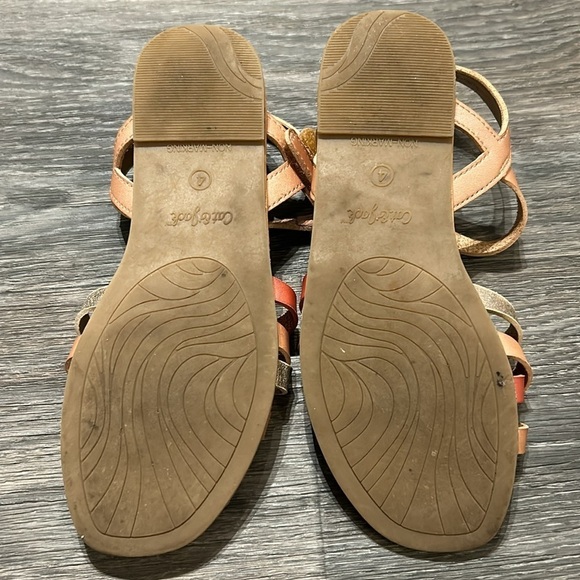 Cat and Jack Hook and Loop Strappy Sandals Pink Rose Gold Metallic Size 4 - Picture 7 of 8